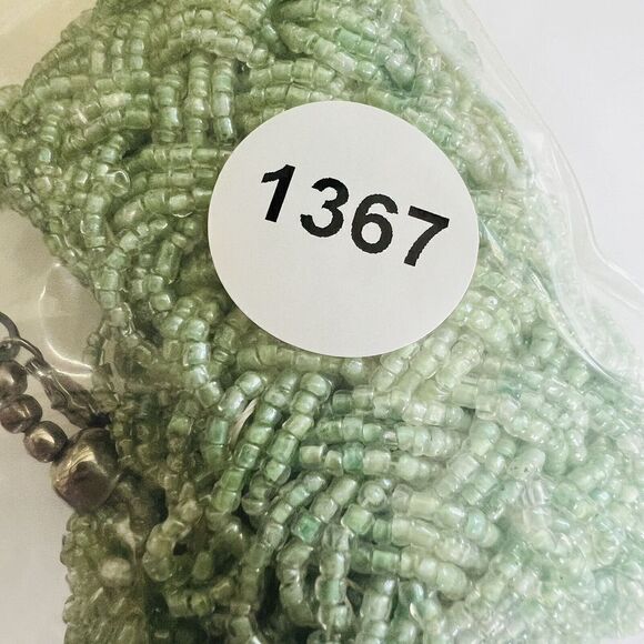 Vintage Mint Green Braided Beaded Collar Necklace Sead Beads Woven BEUTIFUL 1367 - Picture 8 of 8